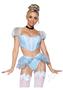 Leg Avenue Glass Slipper Cinderella Boned Sweetheart Crop Top With Organza Sleeves, Garter Panty With Shimmer Sheer Skirt, Ribbon Choker, And Matching Hair Band (4 Piece) - Small - Blue